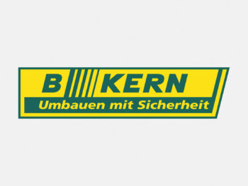 Logo B. Kern Baugesellschaft in Farbe auf grauem Hintergrund