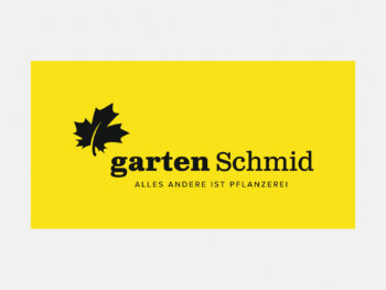 Logo Garten Schmid in Farbe auf grauem Hintergrund